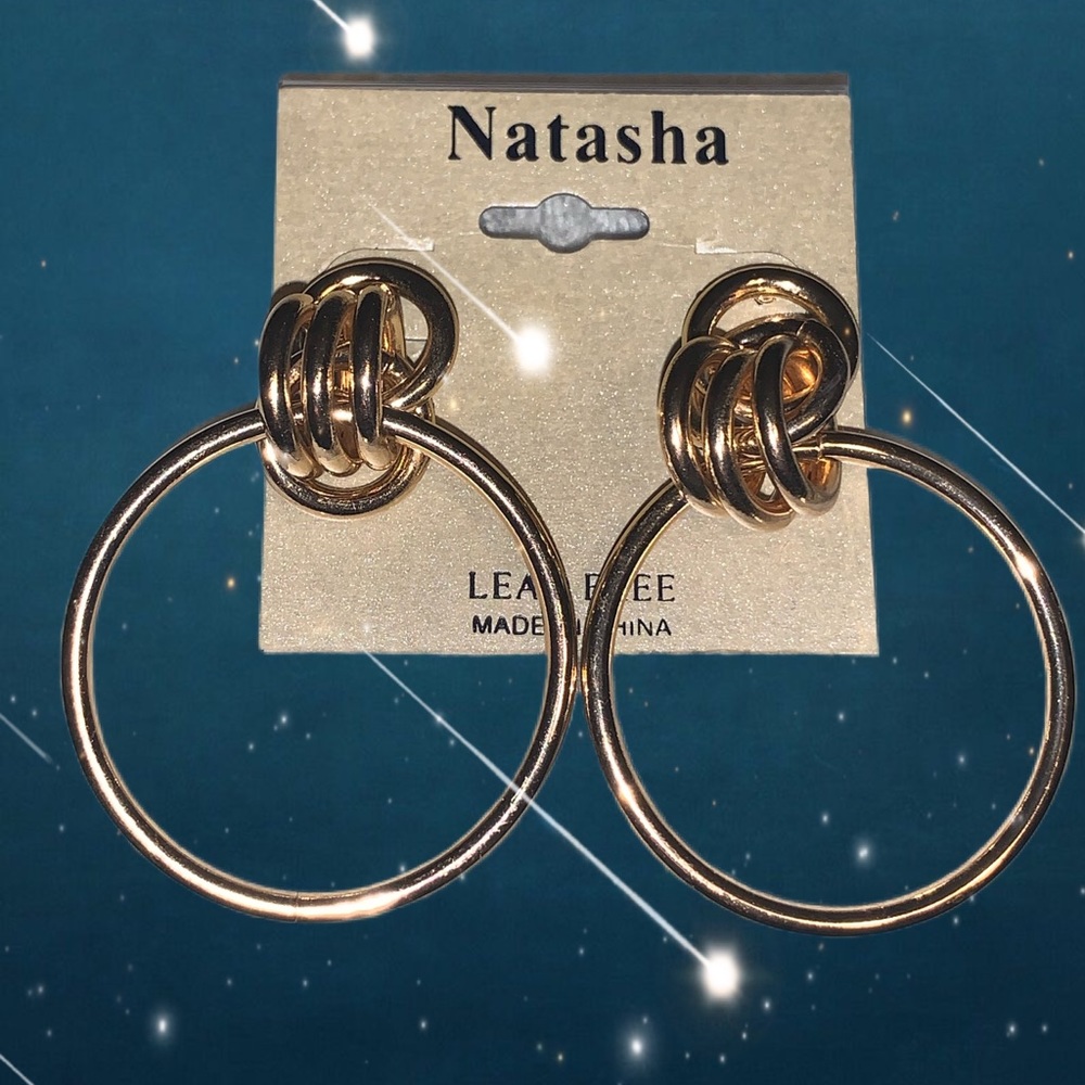 NATASHA GOLD KNOTTED HOOP EARRINGS